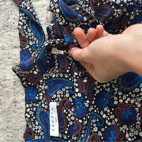 Sandro Paisley 100% Silk Top Size 2 - Picture 5 of 7